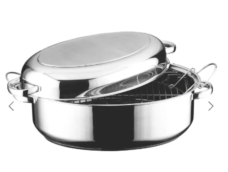 Professional Platinum Oval Roaster 16.5 Inch T304 Stainless Steel Cooker with Stackable Design & Lifetime Guarantee for Even Cooking and Nutrient-Rich Meals