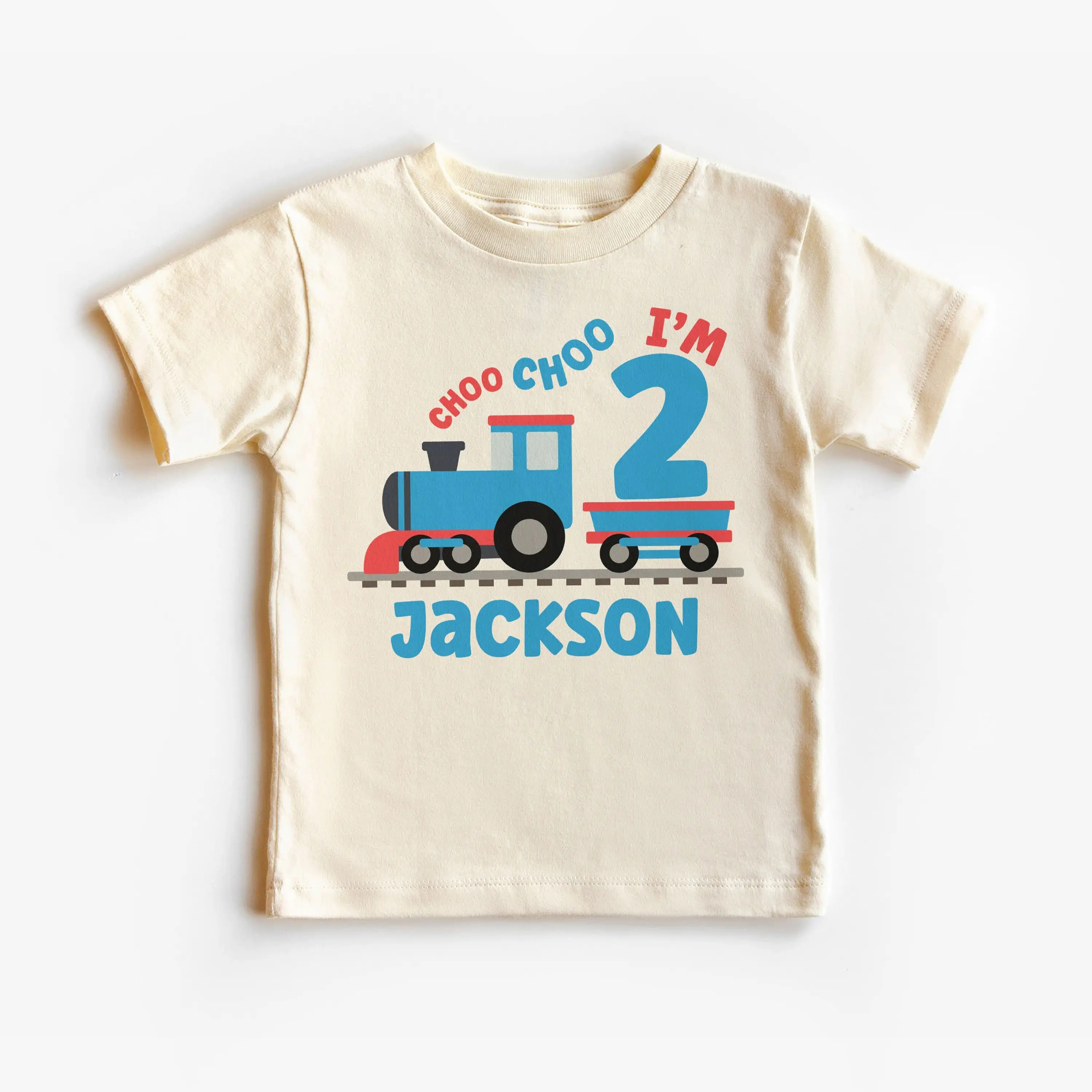 Personalized Choo Choo I'm 2 Toddler Shirt, Custom Name Train Shirt, Second Birthday, Boy Toddler Youth Kids Clothing