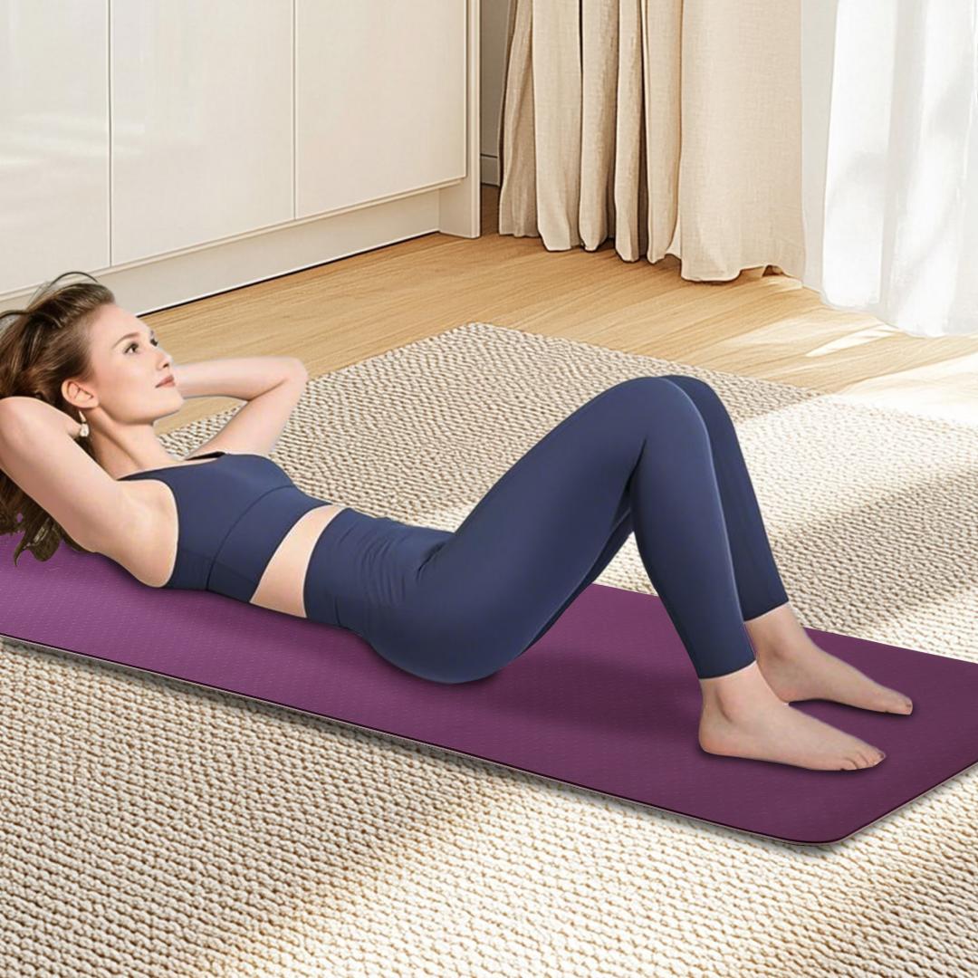 Yoga Mat, Exercise Yoga Mat With Non-Slip Design, Professional TPE Exericise Mat, 72X 24 Multi-Purpose Workout Mat For Women, Pilates Fitness And Floor Exercises