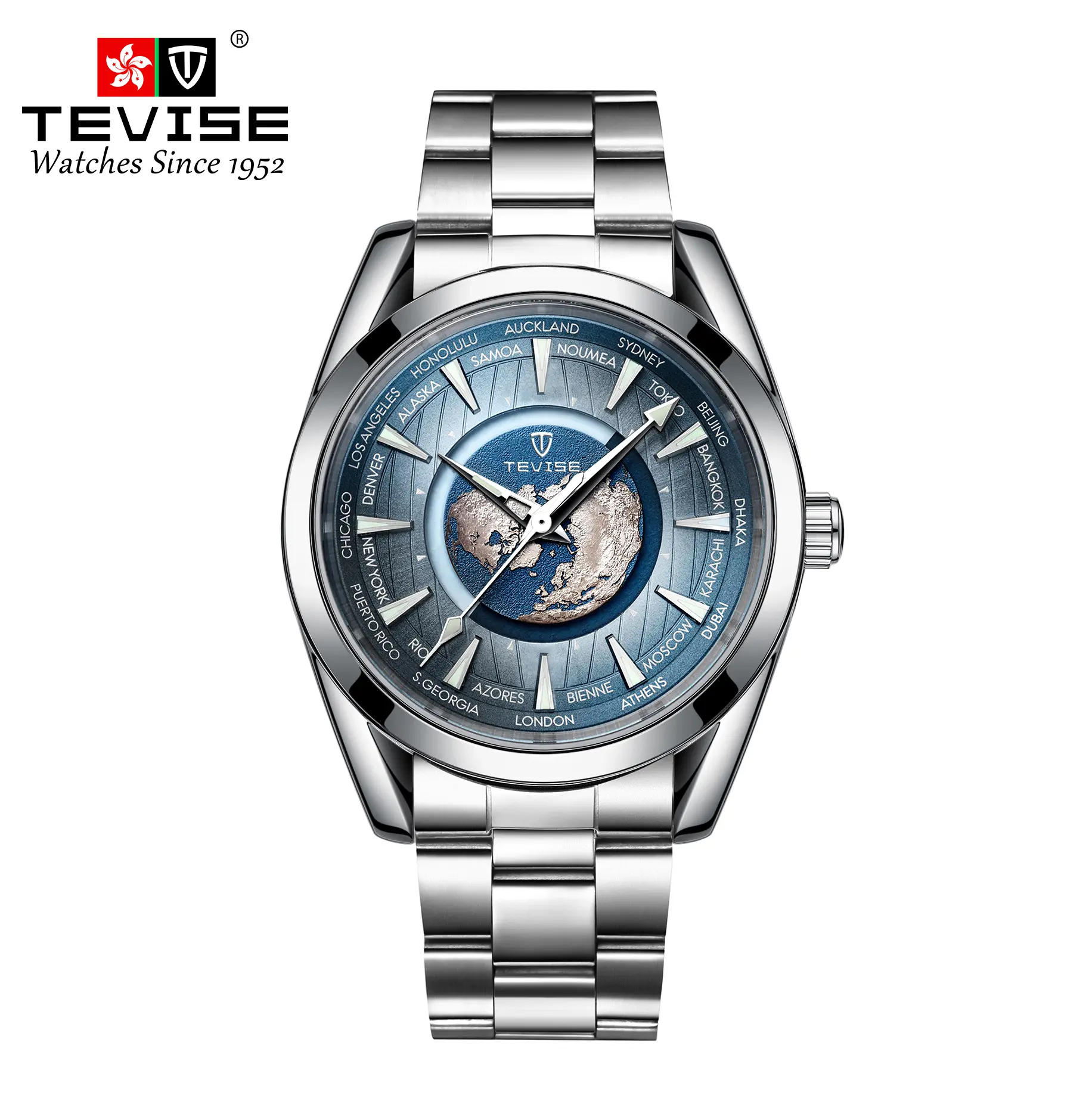 TEVISE's new stylish business men's fully automatic mechanical wristwatch, with luminous hands, solid stainless steel strap, 30m water resistance. The perfect choice for giving as a gift. Ideal for Valentine's Day, father's day. relojes para hombres