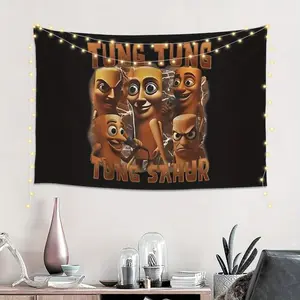 1pc Tung Sahur Italian Meme Print Tapestry, Lightweight Horizontal Home Decor Supplies, Room Wall Hanging, Cool Stuff for Your Bedroom Prop, Photo Backdrop, Ideal for High School Student Fans’ Birthday Gifts summervibes