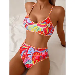 Printed Polyester Bikini - Sports & Outdoor Swimwear with Chest-Shaping Design and Curve-Highlighting Fit