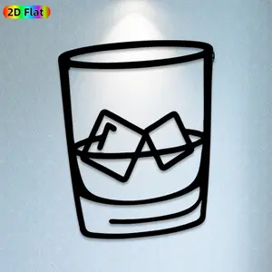 1pc Glass with Ice Cubes Metal Wall Art, Stylish Glass & Ice Cubes Statue Mural, Ideal Gift for Christmas, New Year, Home Bar Enthusiasts,  Perfect for Living Room Wall & Garden Fence, Unique Home Bar Decor