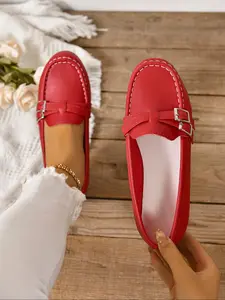 Women's Fashionable Solid Color Slip on Flats, Casual Comfortable Round Toe Flat Shoes for Daily Wear, Lightweight Breathable Shoes for Women & Girls