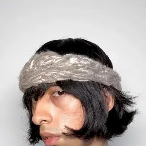 Knit Headband natural Wool necklace