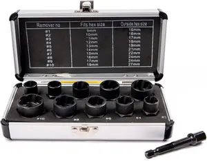 10Pcs Bolt Extractor Damaged Nut Remover Set,Broken Screw Nut Bolt Extractor Kit Stud Extractor Locking Kit,Drive with Case 9-19mm