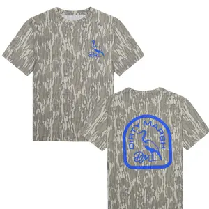 Blue Dirty Marsh Short Sleeve T-Shirt in Mossy Oak Bottomland Camo, Halloween T Shirt 3D Camo, Cute ghost