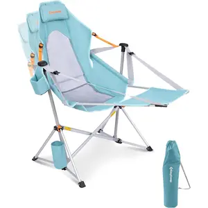 KingCamp Hammock Chair with Footrest – Oversized Heavy-Duty Swinging Rocker Outdoor Patio Furniture for Adults (400lbs Capacity), Folding Portable Camping Chair with Pillow & Cup Holder, Patio Furniture Outdoor for Beach & Lawn