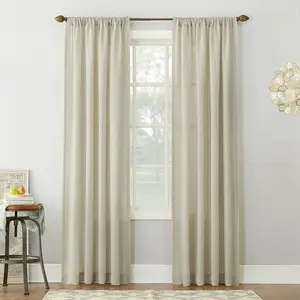 No. 918 2pc 54"x120" Amalfi Linen Blend Semi-Sheer Rod Pocket Curtain Panels Ivory