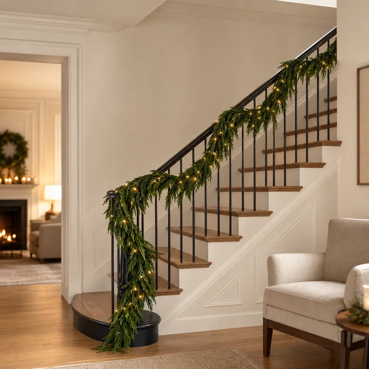 15 FT 300 LED Norfolk Garland Pre-Lit
