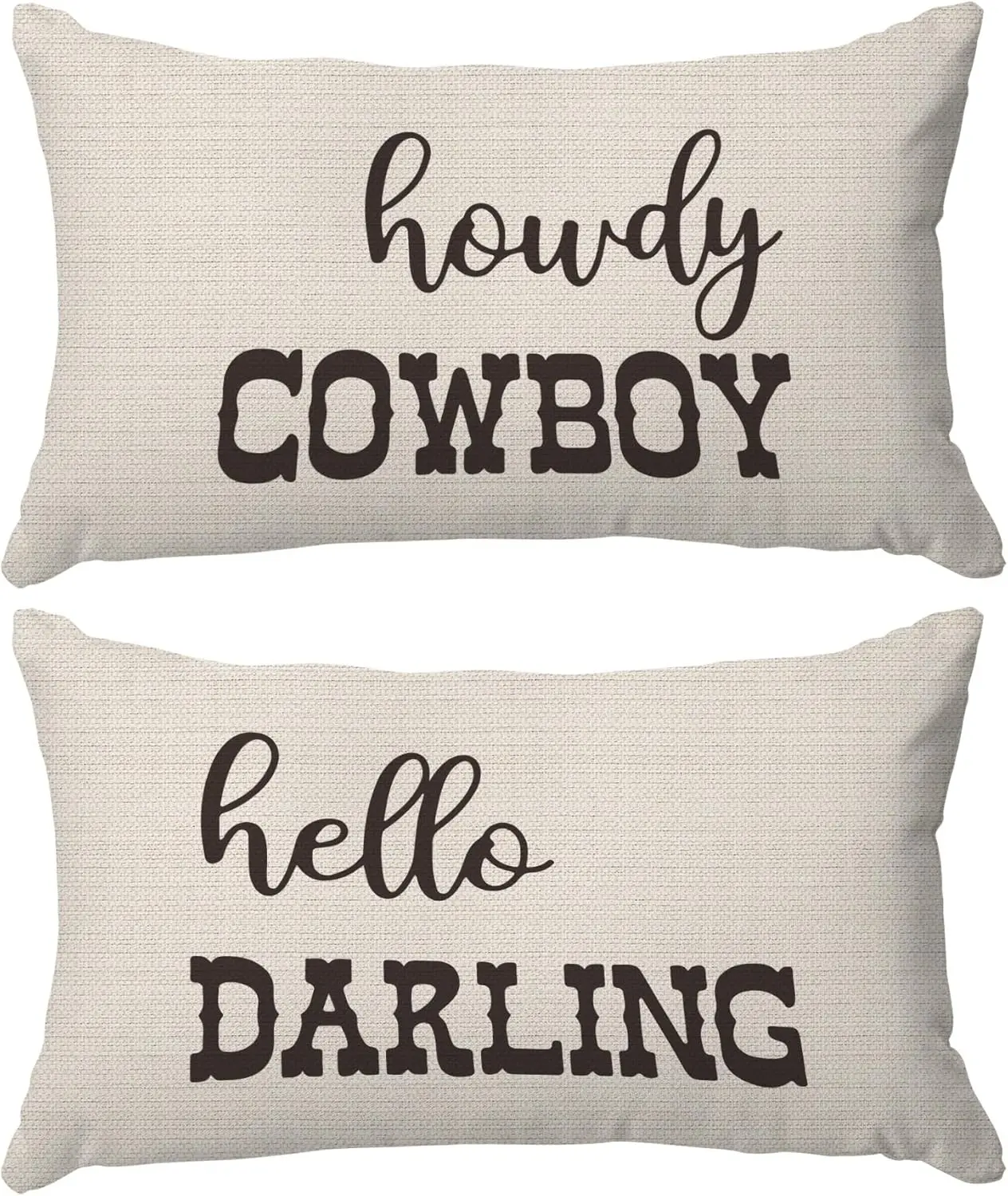Western Throw Pillows - Western Bedroom Decor Throw Pillow Cover, Western Pillow Covers, Western Home Decor, Couple Pillow Case 12 x 20 Inch Sofa Bed, Western Couples Gifts (Off-White)