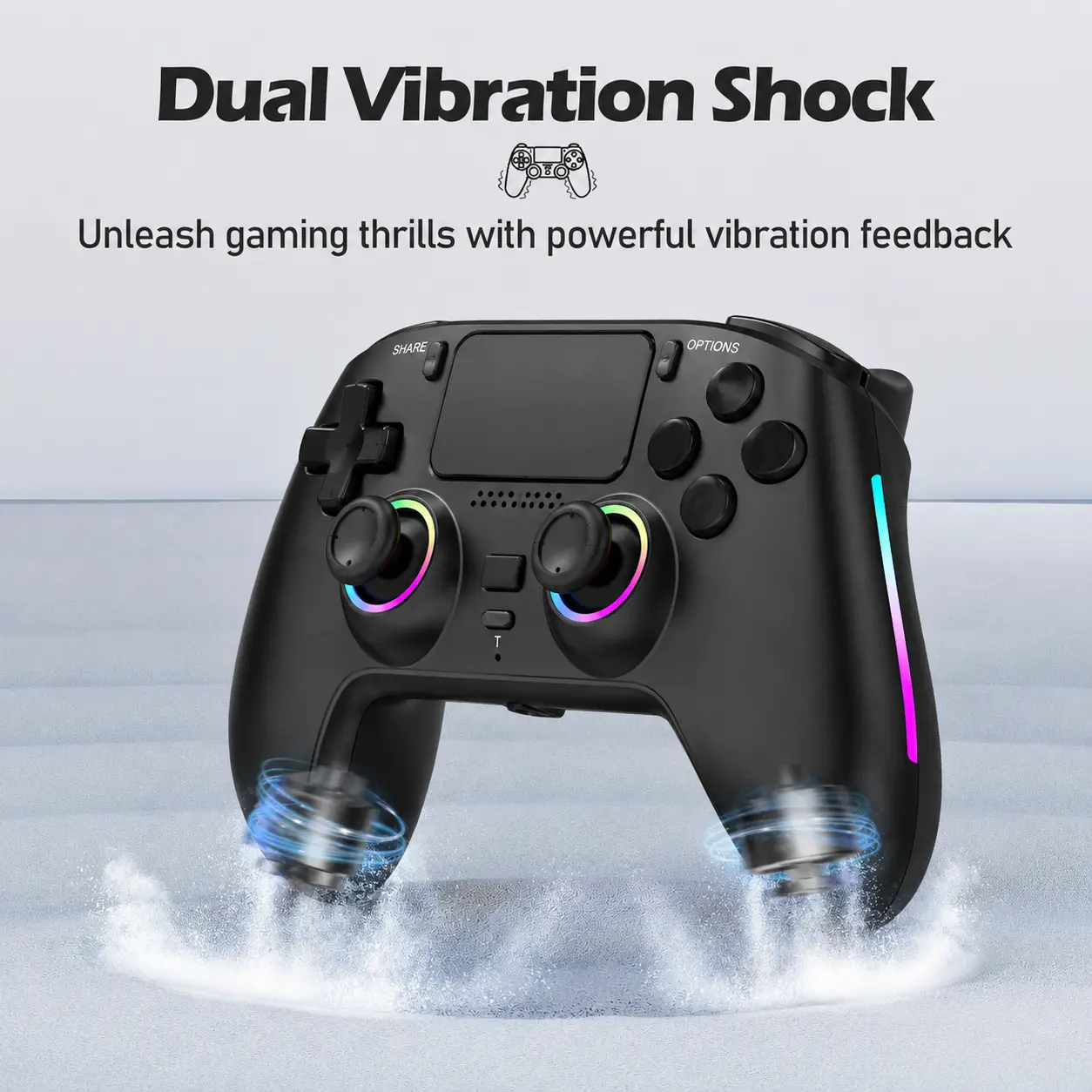 Wireless Hall Effect Joystick Controller for PS4 - Battery-Powered Gaming Accessory with Customizable Joysticks, RGB Lights, Turbo Fire, Macro Programming, Dual Vibration, 1000mAh Battery, Gift Ideas for Gamers Console sohochic