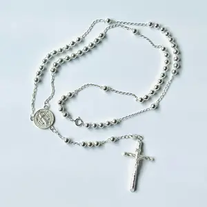 Rosario San Benito 20” Misterio liso Plata 925