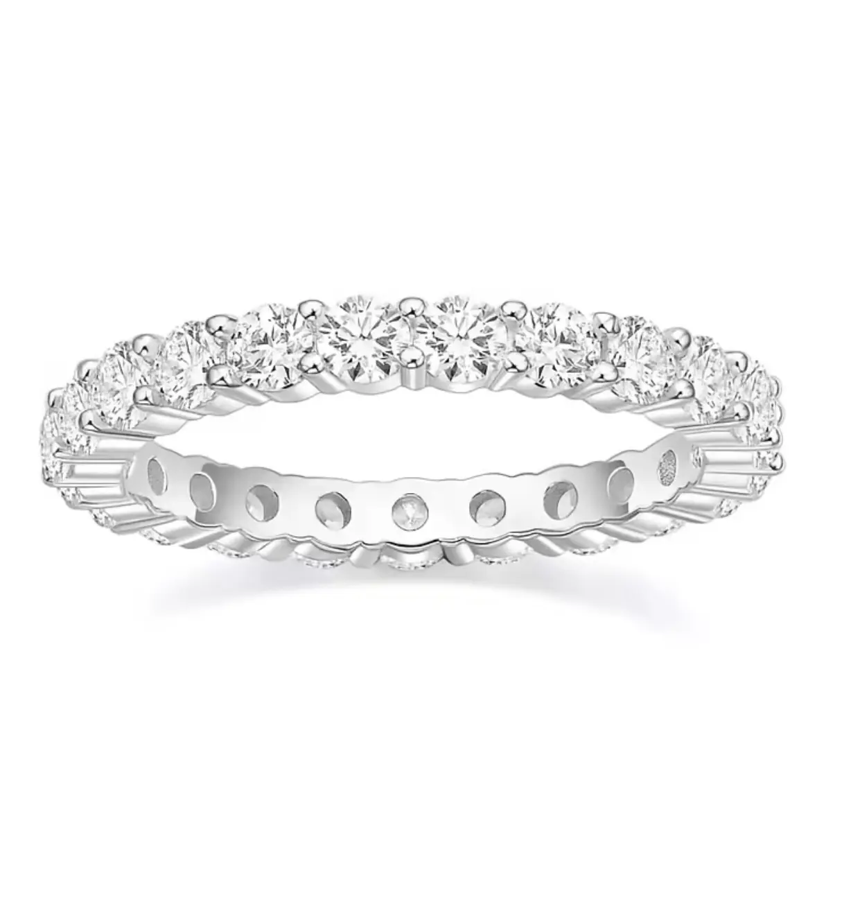 Round Zircon Wedding Band, Round Cut Zircon Promise Ring, Wedding Ring, Anniversary Gift, Full Eternity Band, perfect gift，Durable & Stylish Design, Ideal for Daily Wear.Rings for women.engagement ring for me