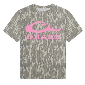Pink Drake Original Bottomland Washed Out Mossy Oak Camo Cotton T Shirt, Men’s Camo Hunting Tee, Lightweight Outdoor Shirt | Deer Forest Graphic T-Shirt for Men, Gift for Fan, Father's Day, Mother's Day