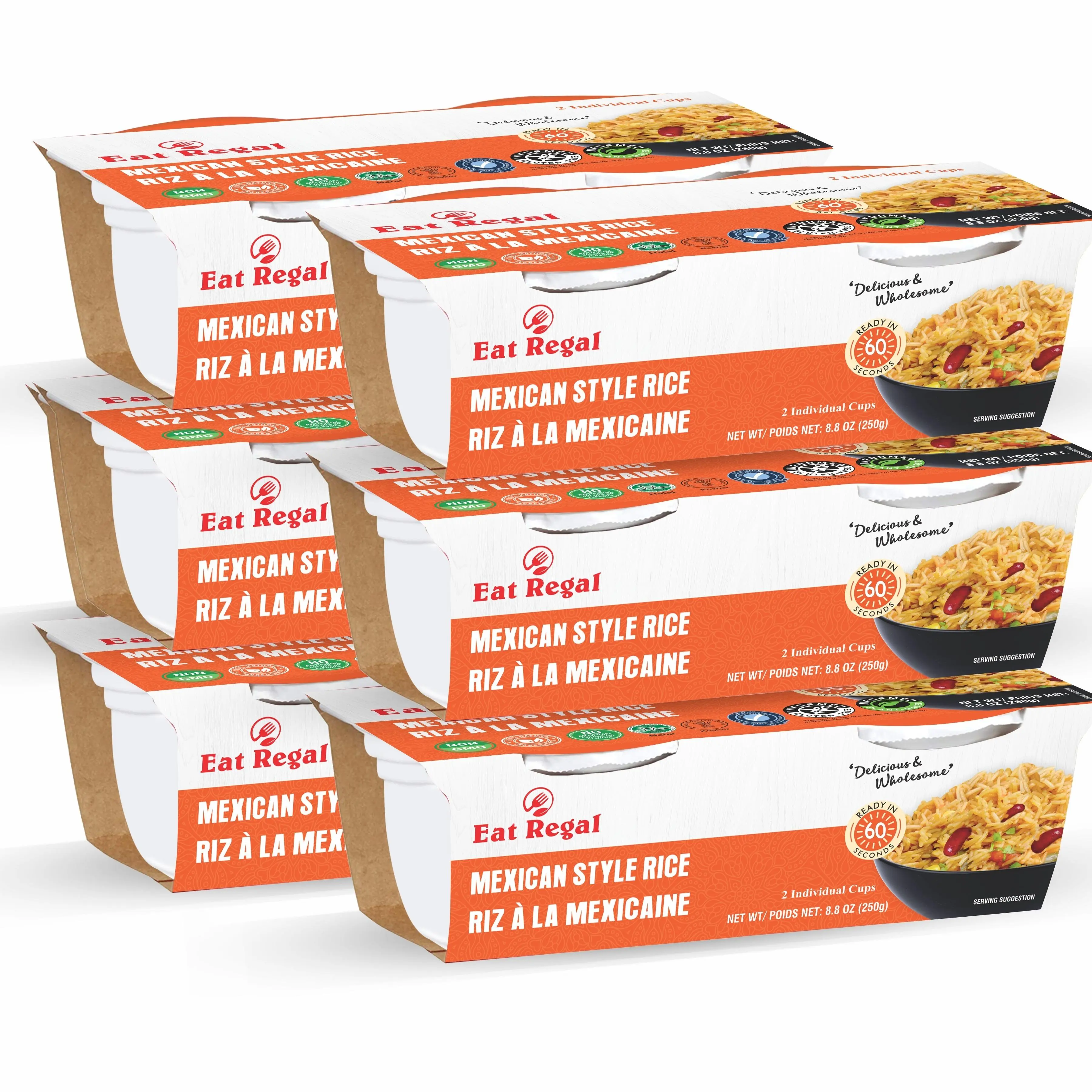 Eat Regal Mexican Style Rice Cups, Gluten-Free, Ready in 1 Minute, 8.8 Oz, Pack of 6