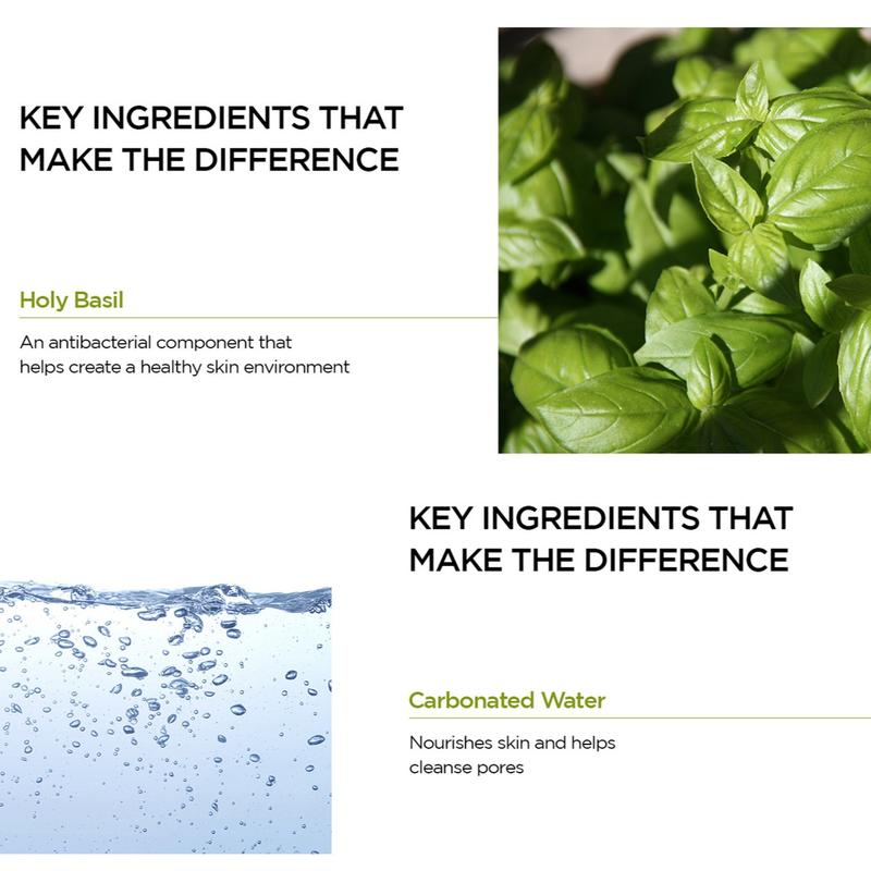 Holy Basil Bubble Deep Mask – Holy Basil & Carbonated Water for Cleansing Pores & Blackheads, Vegan Clay - to - Bubble Wash - Off Mask (90g / 3.17 oz)