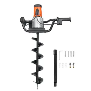 VEVOR Electric Post Hole Digger, 5.71 in Auger Bit with 1500W Powerful Motor, 140 RPM Alloy Steel Earth Auger Drill Bit with 10.24 in Extension Rod, for Post Hole Digging, Drilling & Tree Planting