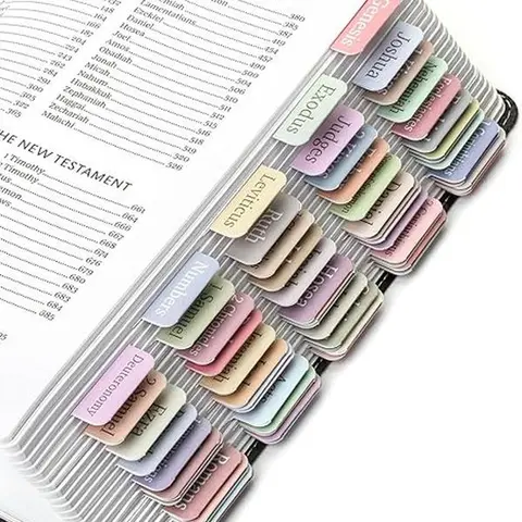 75-Piece Minimal Morandi Laminated Rectangular Bible Tabs - Durable Office Index Labels, Easy-to-Read Dividers for Study Bibles, Personal Use by Adults & Men/Women