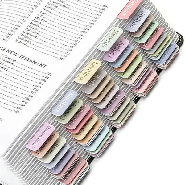 75-Piece Minimal Morandi Laminated Rectangular Bible Tabs - Durable Office Index Labels, Easy-to-Read Dividers for Study Bibles, Personal Use by Adults & Men/Women