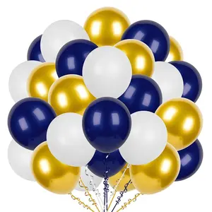 300 Piece White, Navy Blue & Gold Balloon Set 12 Inch Latex Assorted Colors for Party Decor