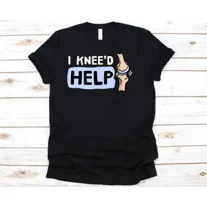 Women's knee replacement surgery and joint replacement recovery Graphic T-Shirt - Short Sleeve Crew Neck Regular Fit Casual Wear | Soft & Breathable Fabric, Durable Print, Everyday Comfort, Machine Washable, humorous and playful with a medical pun casual