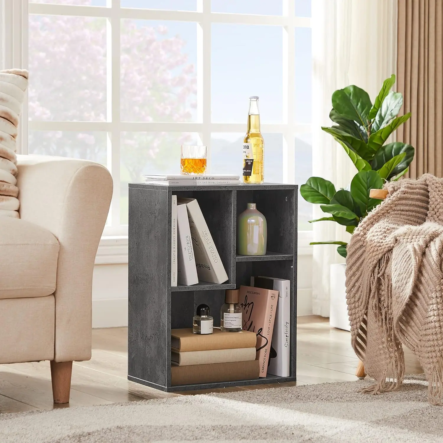 VECELO 3-Cube Open Bookshelf - 2-Tier Storage Organizer, Bookshelf Rack for Living Room & Dorm Room Ideas, Multi-Shelf Shelving & Storage for Organized Setup, Dual Compartment Shelving & Storage