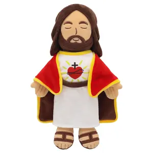 Yelakey 13.4" Jesus Plush Doll for Kids Jesus Plushie with Red Gold-Trimmed Shawl Christian Religious Gift for Christening & Easter Decoration outdoorfun