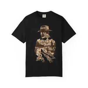 Wanderer Unisex T-shirt, Traveler Tee, Adventure Shirt, Sojourner Walking Along the Tracks, Train Lover Top