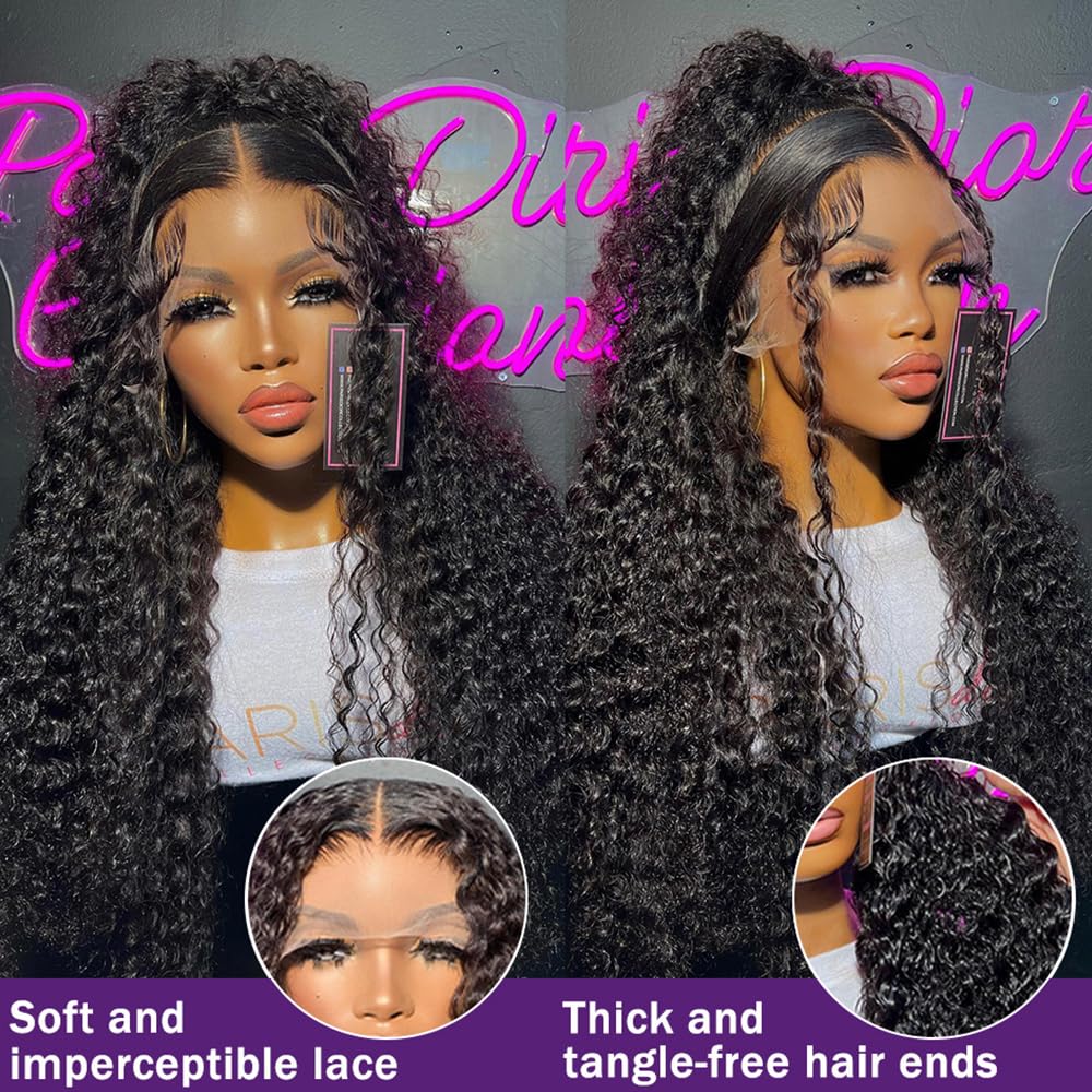 MYLOCKME Hair 180 Density 13x6 Water Wave Pre Plucked HD Transparent Lace Front Human Hair Wig 180% Water Wave Lace Wig 13x4 Deep Wave Curly Wigs For Women