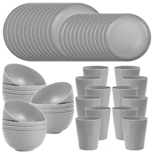 48 Piece Dinnerware Set,Service for 12: Includes 12 round dinner plates,12 Salad plates,12 bowls and 12 cups.With a lightweight design,perfect for creating an elegant tabletop presentation