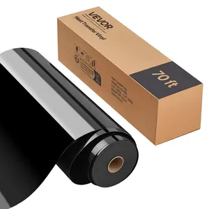 VEVOR Heat Transfer Vinyl, 12 in x 70 ft, Glossy Black HTV Iron on Vinyl Roll, Easy to Cut and Weed, Strong Adhesion, Compatible with Cutting Machines, for Various Materials, T-shirts, Pillows, Hats