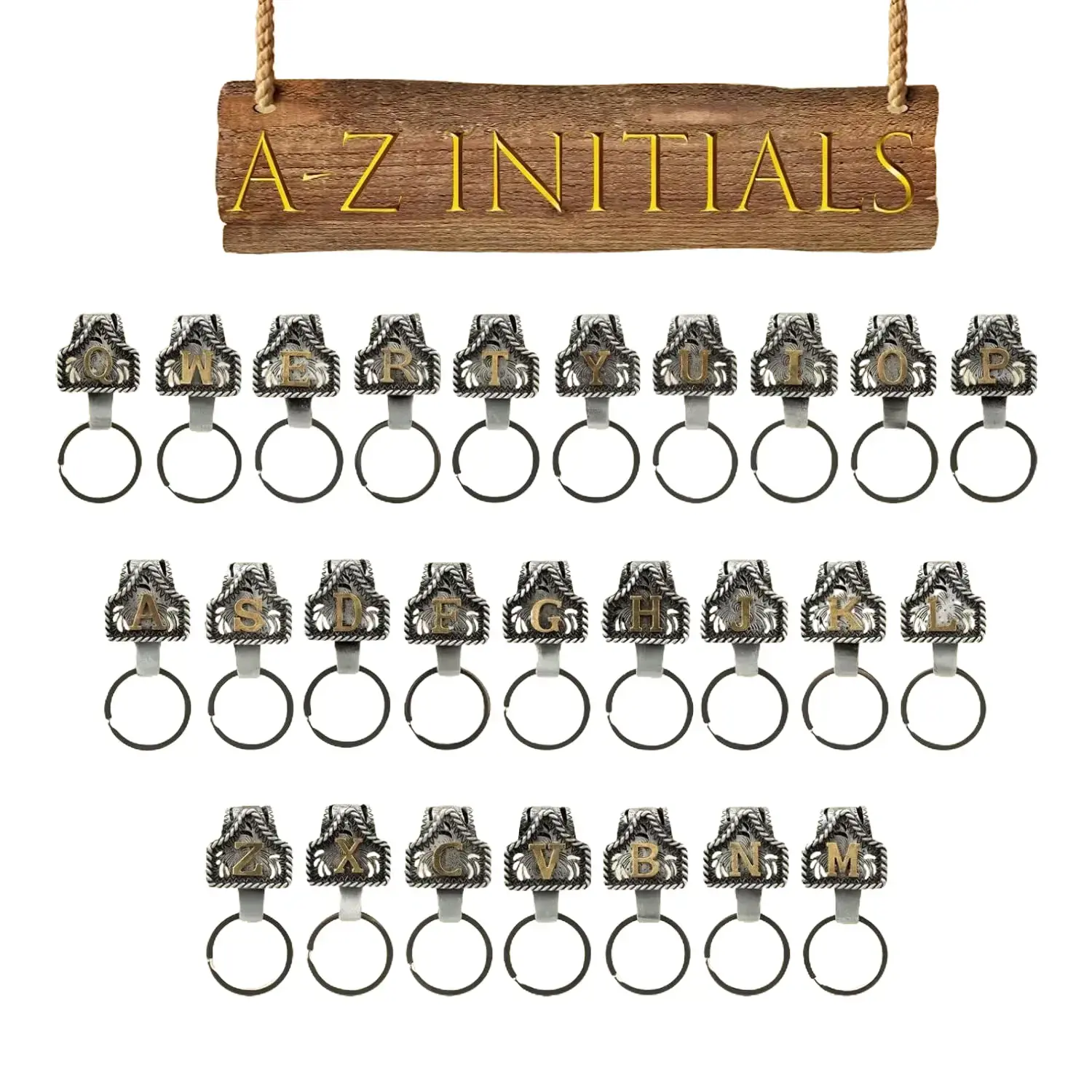 Vintage Western Style Fashion Gift Keychain - Handmade Metal A-Z Initial Letter Clip Keyring for Pockets, Everyday Stylish Keyrings for Sports & Outdoor Gear Use