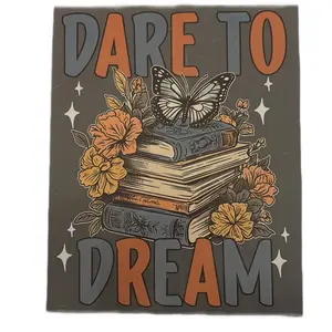 Dare to Dream Book Heat Transfer with Butterflies Flowers Elegant Design for Personalizing Reading Materials Charming Message & Nature's Elegance