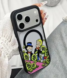 Fun “Money Bag” Cartoon Phone Case Compatible with iPhone 17/16/15/14/13/Pro Max Plus; Fun, Luxury Lifestyle Design; Shock-Resistant, Ultra-Thin Protective Case; Transparent Case with Magnetic Attachment