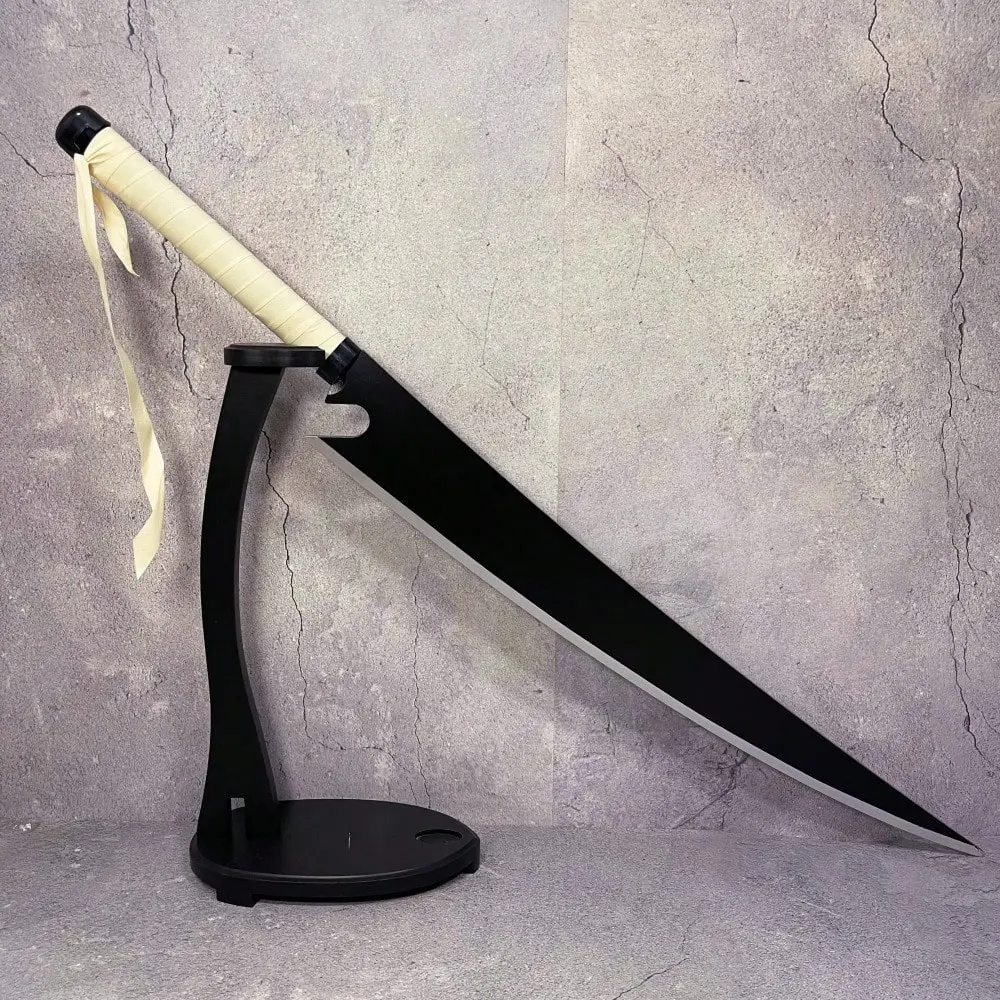 40 Inches/104cm Bamboo Wood Ichigo Theme Anime Prop Sword, Safe Unsharpened Black Sabre, Medieval Samurai Collectible Blade, Toy Swords & Sabres Gift for Anime Fans