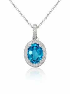 Genuine Topaz Birthstone Necklace with 18k gold over sterling silver 925 Anti Tarnish Comes with 18"inch chain