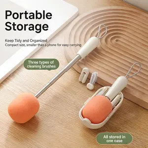 Extendable Cup Brush, Sponge Head Scratch, Ceramic Glass, Travel Bottle , Ergonomic Handle , Cup Tool, Extendable Bottle