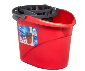 QuickWring Bucket, 2.5 Gallon Mop Bucket with Wringer, Red QuickWring Bucket, 2.5 Gallon Mop Bucket with Wringer, Red