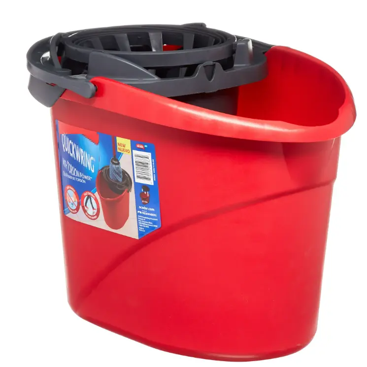QuickWring Bucket, 2.5 Gallon Mop Bucket with Wringer, Red
