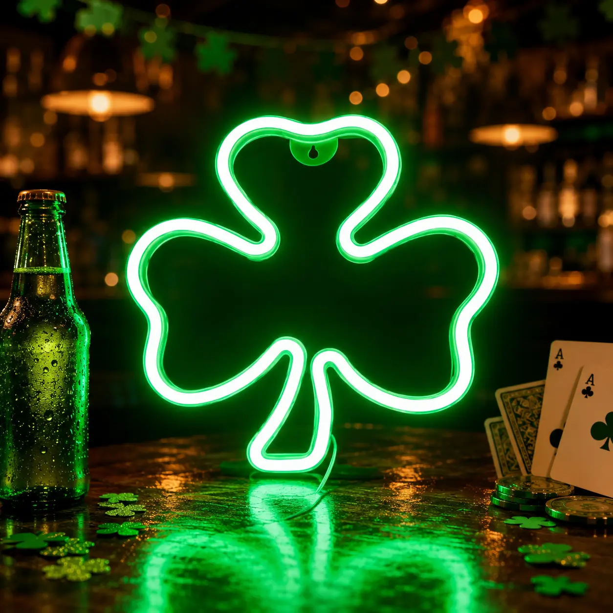 Clover Shape USB-Powered LED Neon Lamp, 1W 4.5V Low-Voltage Decorative Mood Lamp, Bedroom Night Light, Indoor Home Decor Atmosphere Light for Birthday Party