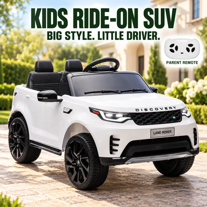 Garvee Licensed Land Rover 12V Kids Electric Ride-On Car - Parent RC, Batteries, LED Lights, Music, Spring Suspension, Safety Belt, PP+Metal, Kids Toys for Ages 2-8, Outdoor Play Toy, Boy Toddler Gifts