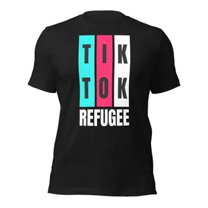 TikTok Refugee Style Unisex T-Shirt for Influencers - TikTok Ban Shirt, 100% Cotton, Short Sleeve, Crew Neck, Casual Fit, Available in Sizes S-5XL