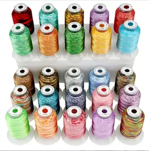 25 Colors Variegated Polyester Embroidery Machine Thread Kit 500M (550Y) Each Spool for Brother Janome Babylock Singer Pfaff Bernina Husqvaran Embroidery and Sewing Machines