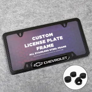 Front or Rear Carbon Fiber Texture License Plate Frame Protect Cover Fit Chevrolet Decorate Accessories Gifts