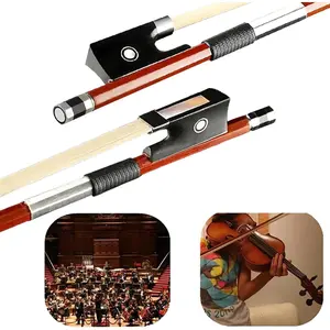 Professional 4/4 Full Size Violin Bow - Brazilwood with Ebony Frog & White Horsehair for Adults and Student (4 4 Violin Bow Size)