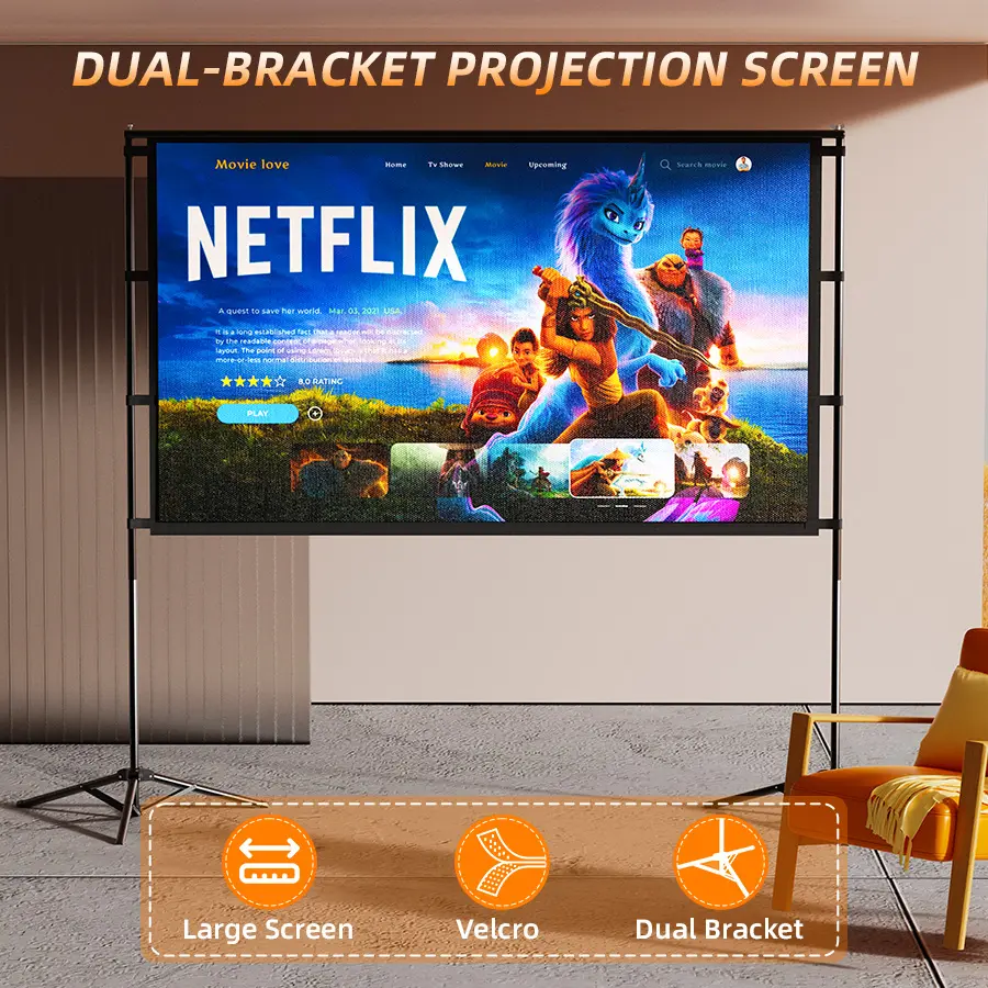 Small Portable Projection Screen Tripod - XBJ Portable Projection Screen, lightweight and portable, durable, easy to adjust, suitable for schools, meetings, indoor and outdoor use, 100/72 inch.