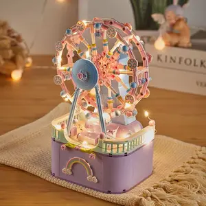 Mini Carousel Building Block Set – Rotating Music Box Toy, Cute Construction Kit Gift for Girls