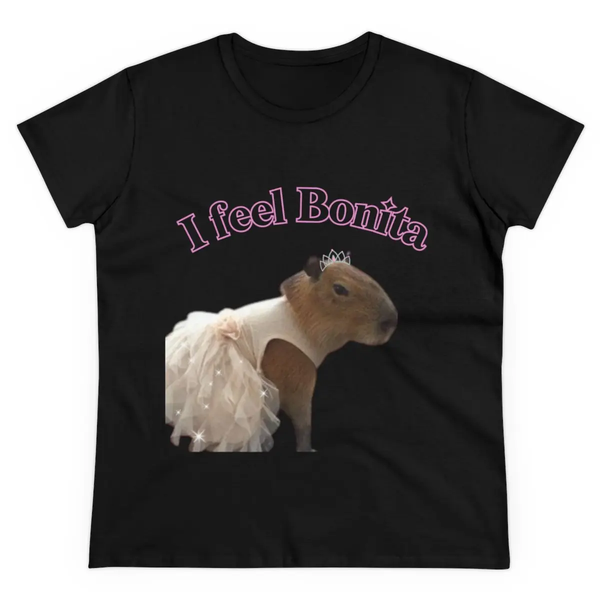 Women's T-Shirt with Funny "I Feel Bonita" Capybara Graphic Print, Casual Cotton Short Sleeve Top, Funny Shirts, Shortsleeve, Tshirt, Round Neck, T Shirts For Women