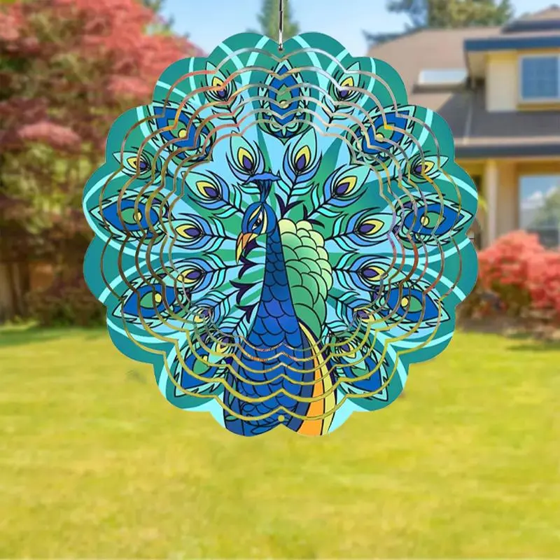 Peacock Pattern Hanging Wind Spinner, Outdoor & Indoor Decorations, Hanging Wind Spinner for Home Garden Yard Lawn Decoration